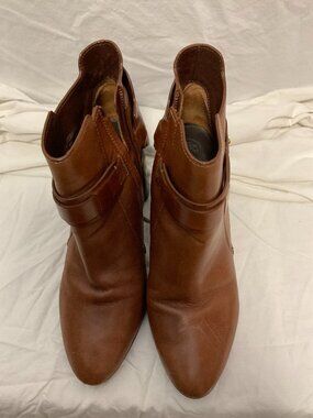 Tory Burch Cognac Leather Ankle Boots